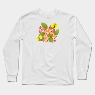 Lantana Flowers and Yellow Butterflies Long Sleeve T-Shirt